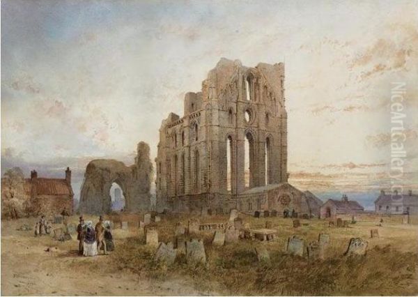 The Priory At Tynemouth Oil Painting by John Storey