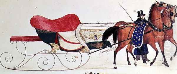 Horse Drawn Sleigh 5 Oil Painting by Anonymous Artist