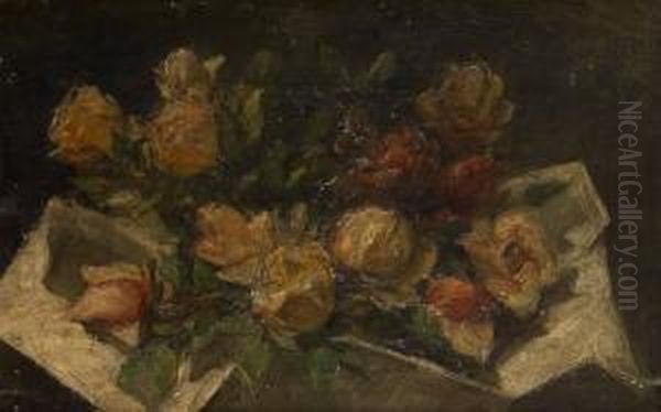 Le Bouquet De Roses Oil Painting by Carel Nicolaas Storm Van'S Gravensande