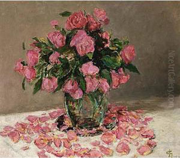 A Flower Still Life; Together With Two Other Works Oil Painting by Carel Nicolaas Storm Van'S Gravensande