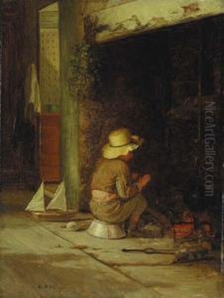 By The Fire Oil Painting by George Henry Story