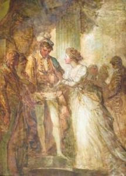 Scene From A Shakespearean Play Oil Painting by Thomas Stothard