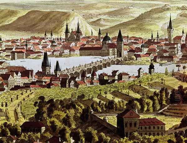 View of Prague Oil Painting by Anonymous Artist