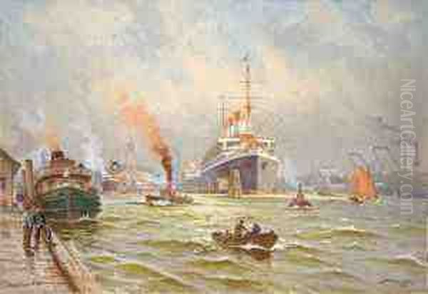 Hamburger Hafen Oil Painting by Willy Stower