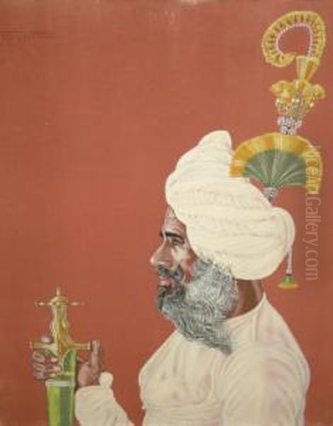 Portraits Of Indian Princes, Bura Das Bandari, Rajputana And Lal Das Bandari, Jaipur Oil Painting by Hubert Julian Stowitts