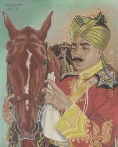 Ammed Yar Khan, Rampur Lancers Oil Painting by Hubert Julian Stowitts