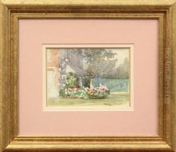 An English Garden Oil Painting by Arthur Claude Strachan