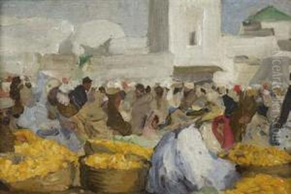 Fruit Market, North Africa Oil Painting by Douglas Strachan