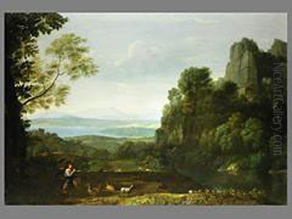 Landschaft Mit Apollo Und Merkur Oil Painting by Ludwig Philipp Strack