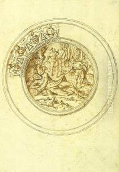 Design For A Basin With The Drunkenness Of Noah Oil Painting by Jacopo Strada