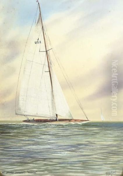 Mr Gerard Lambert's 'yankee', A J-class Yacht Oil Painting by Henry Strafford