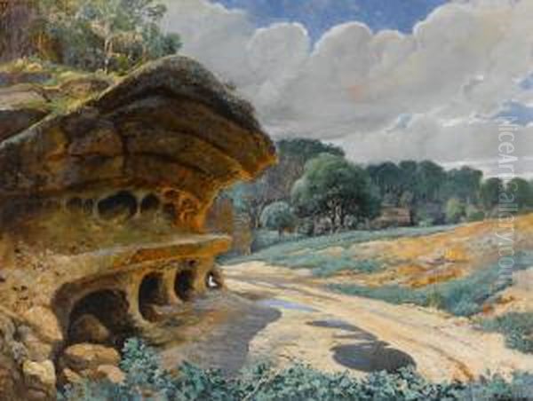 Landscape With Arroyo Oil Painting by Franz S. Frank Strahalm /