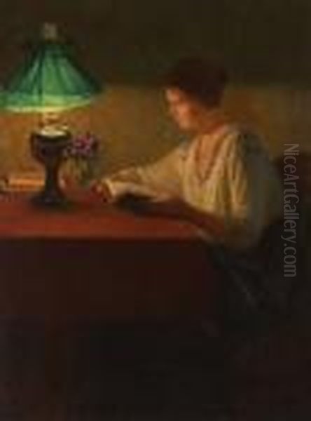 Abendlecture Oil Painting by Josef Straka