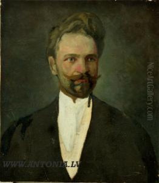 Autoportrait Oil Painting by Aleksandrs Strals