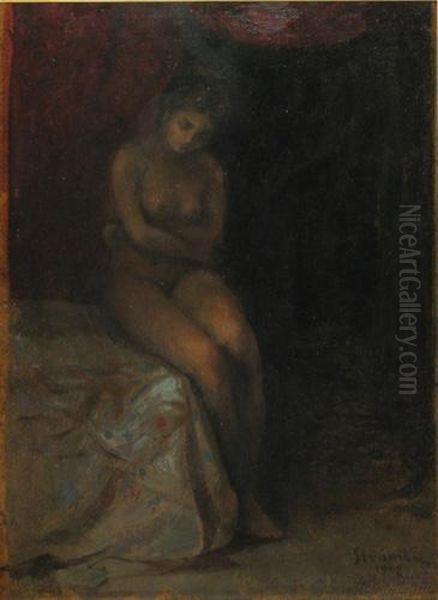 Nud In Interior Oil Painting by Ipolit Strambu