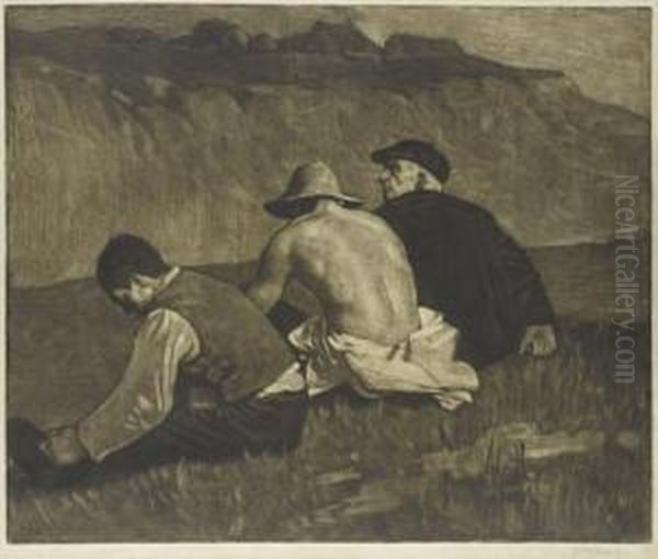 Three Male Figures Oil Painting by William Strang