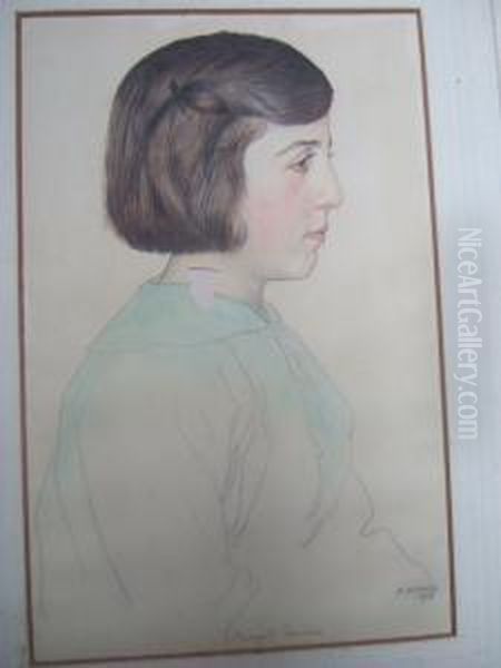 Head Study Of A Young Girl Oil Painting by William Strang