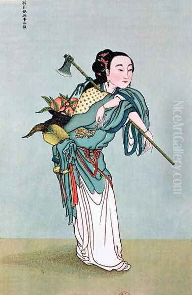 Ma Kou Carrying Medicinal Plants Oil Painting by Anonymous Artist