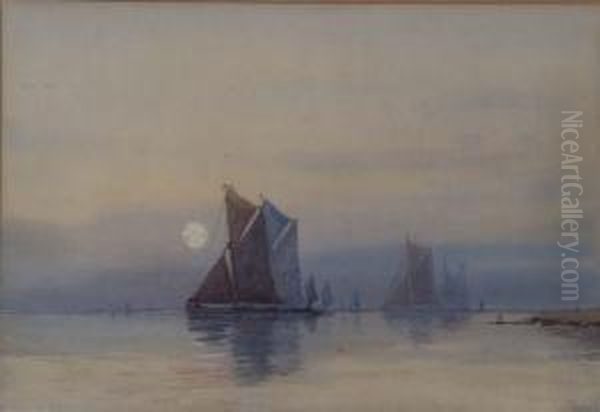 'thames Barges Oil Painting by Albert Strange