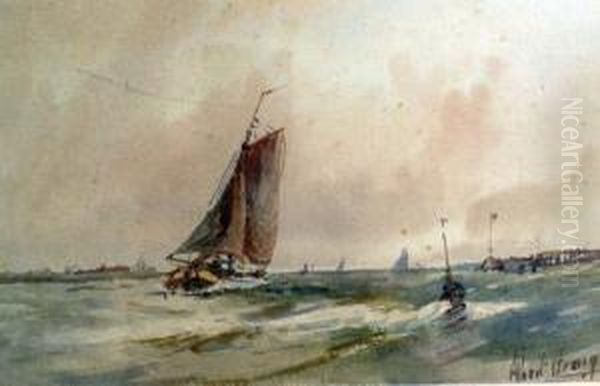 Coastal Shipping Oil Painting by Albert George Strange