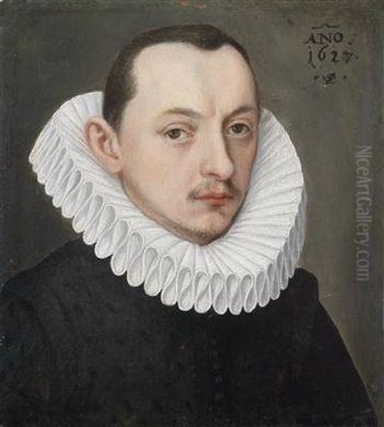 Portrait Of A Gentleman Wearing A Ruff Oil Painting by Lorenz Strauch