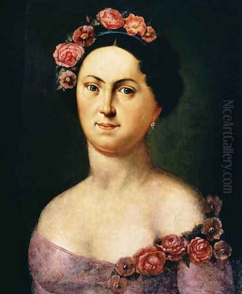 Portrait of Avdotia Istomina, 1830s Oil Painting by Anonymous Artist