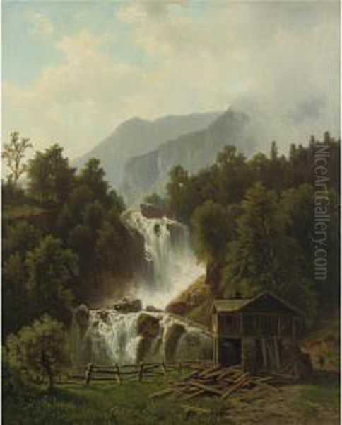 Sutter's Mill Oil Painting by Meyer Straus