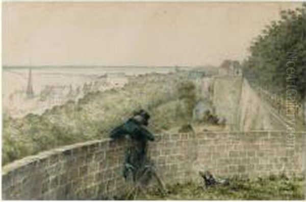 Along The Wall; Ramparts Of Boulogne Oil Painting by Thomas Streatfield