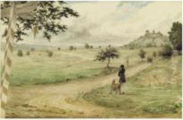 View Towards Otzburg Oil Painting by Thomas Streatfield