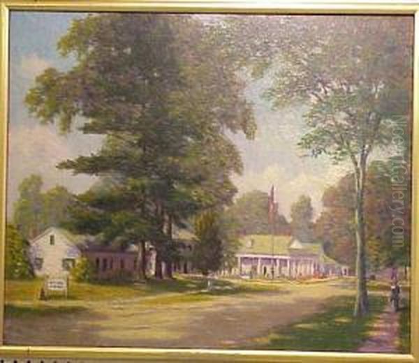 The Town Green Oil Painting by Harold A. Streator