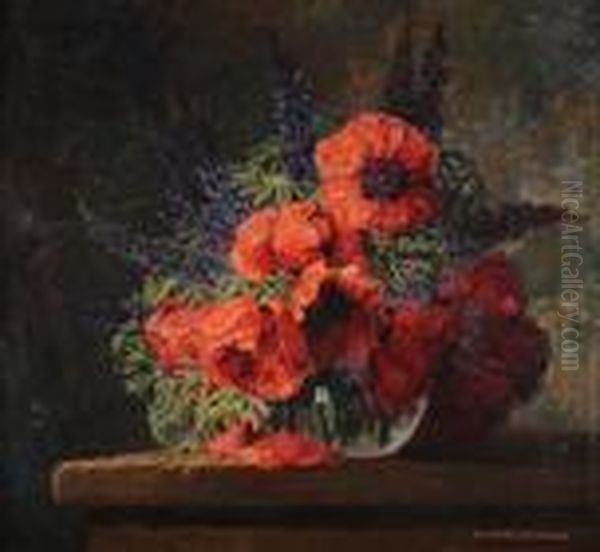 Blumenstilleben Mit Klatschmohn Oil Painting by Max Theodor Streckenbach