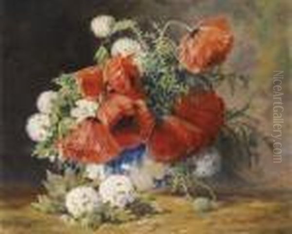 Poppiesand Guelder Roses Oil Painting by Max Theodor Streckenbach