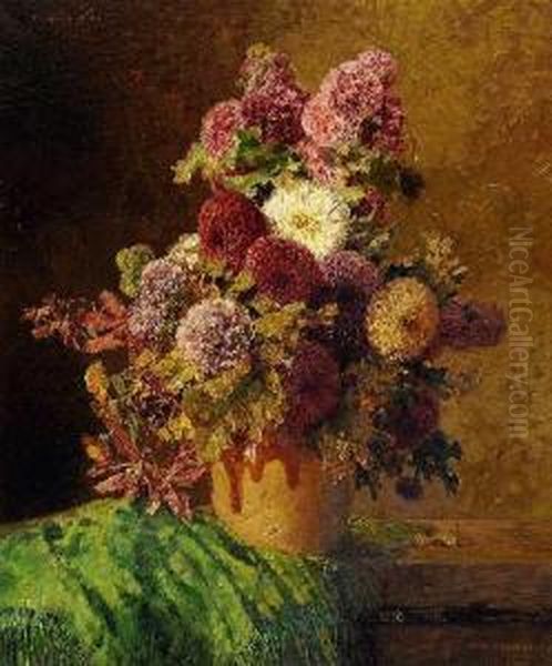 Blumenstraus Mit Dahlien Oil Painting by Max Theodor Streckenbach