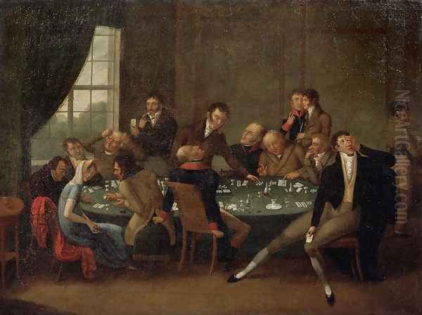 The Gambling House Oil Painting by Anonymous Artist