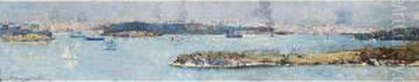 Panoramic View Of Sydney Harbour, Across Cremorne Oil Painting by Arthur Ernest Streeton