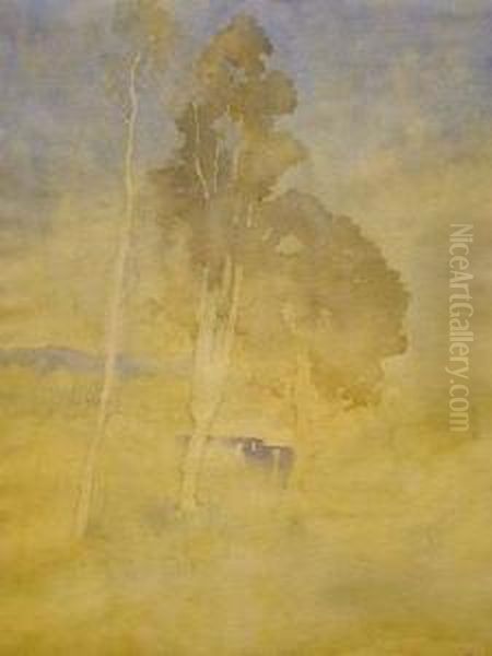 Trees Oil Painting by Arthur Ernest Streeton