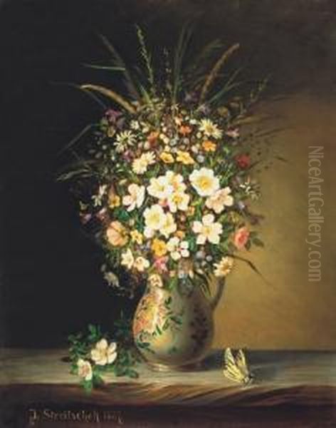 Meadow Bouquet Oil Painting by Johann Streitshek