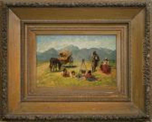 Resting Gypsies Oil Painting by Franciszek Streitt