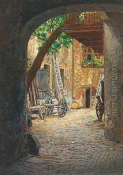 Hofeingang In Wurzburg Oil Painting by Max Arthur Stremel