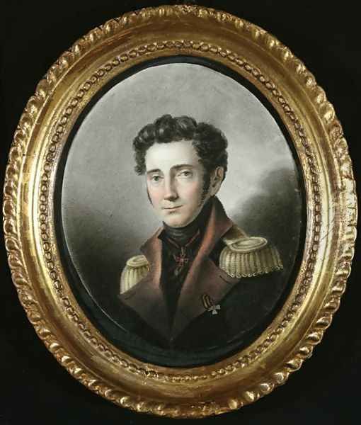 Portrait of a Russian Officer, 1818 Oil Painting by Anonymous Artist