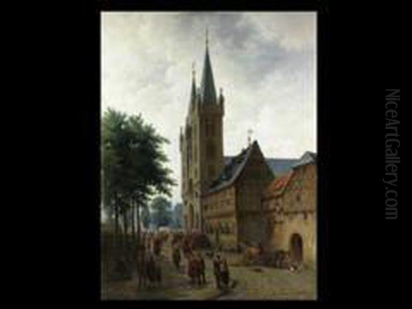 Der Domplatz Mit Domkeller In Halberstadt Oil Painting by Jan Striening