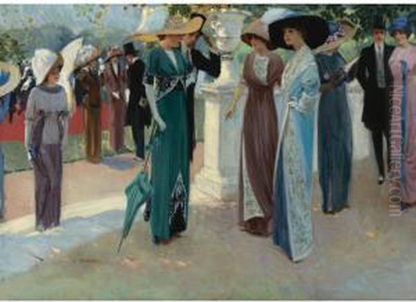 Garden Party Oil Painting by Ludwig Strimpl