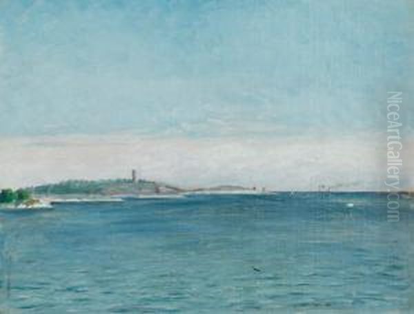 Landskap Fran Sandhamn Med Korso Fyr Oil Painting by August Strindberg