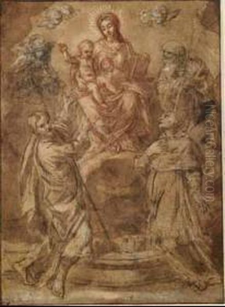 Sacra Famiglia Oil Painting by Francesco Stringa