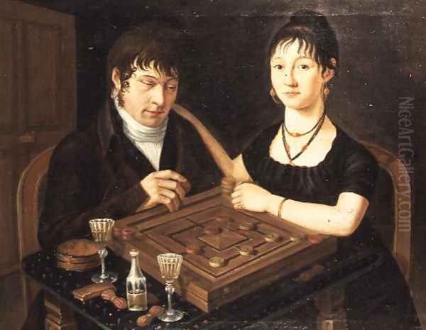 Portrait of Mr. and Mrs. Sutermeister Oil Painting by Anonymous Artist