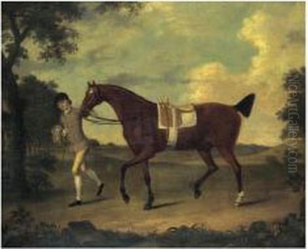 Sprightly, A Lady's Hack Held By A Groom Oil Painting by Francis Stringer