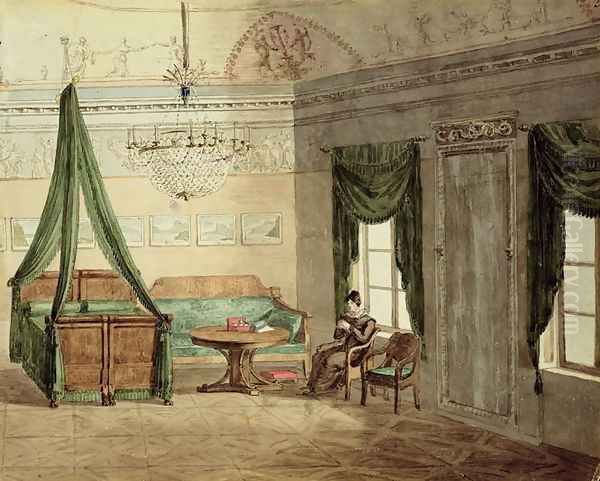 Neo-Classical Bedchamber, 1819 Oil Painting by Anonymous Artist