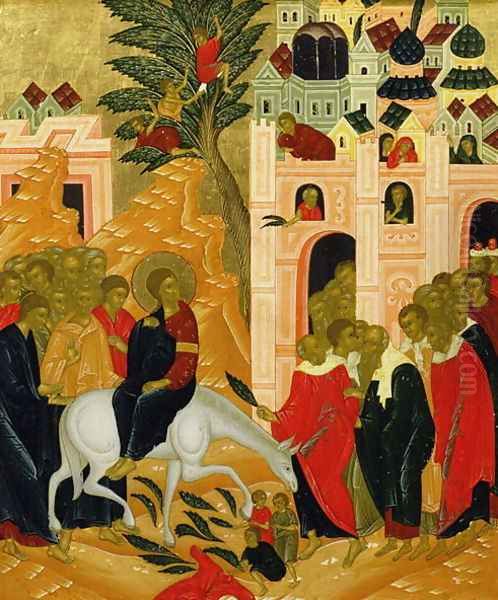 Christs Entry into Jerusalem, icon Oil Painting by Anonymous Artist