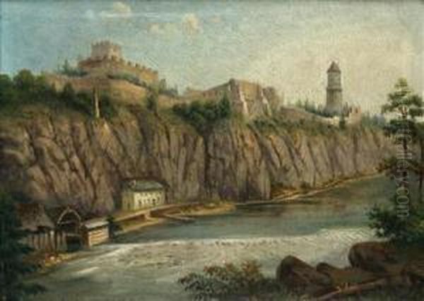 A View Of Zvikov Castle Oil Painting by Vilem Stroeminger