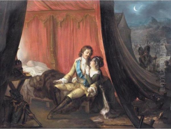 Peter The Great Meeting His Lover Oil Painting by Peter Eduard Strohling